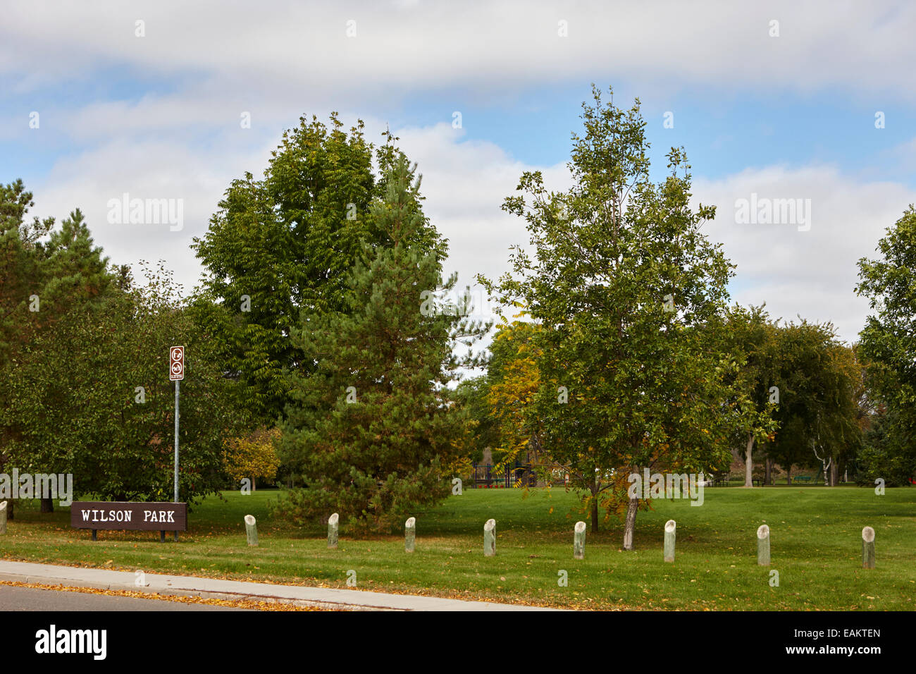 Wilson park parco pubblico parco della città quartiere saskatoon Saskatchewan Canada Foto Stock