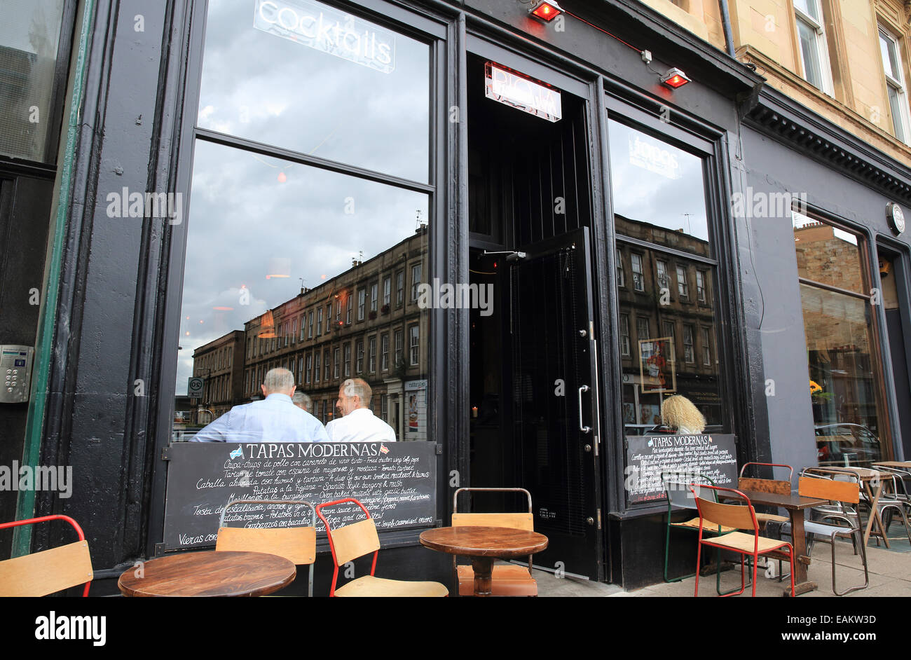 Rioja Finnieston, un contemporaneo Tapas bar nella trendy area di rigenerazione su Argyll Street, a Glasgow in Scozia. Foto Stock