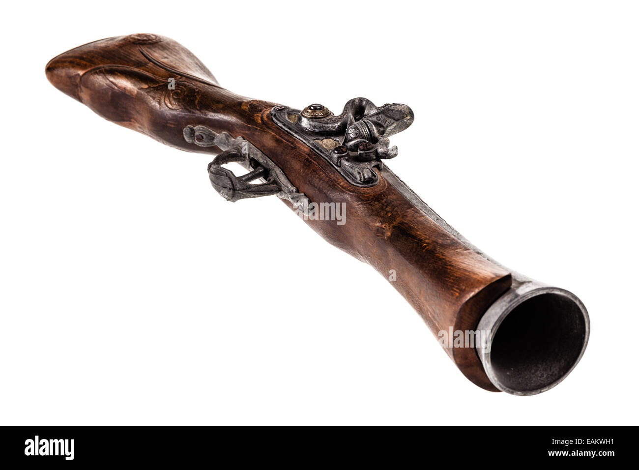 Un vecchio blunderbuss isolate su uno sfondo bianco Foto Stock