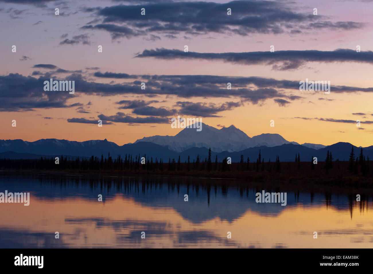 Alaska,Monte Mckinley,tranquillo tramonto Foto Stock