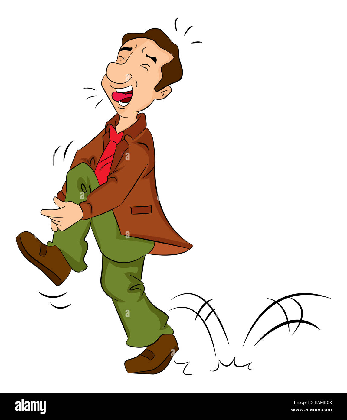 L uomo nel dolore sulla tibia, illustrazione vettoriale Foto Stock