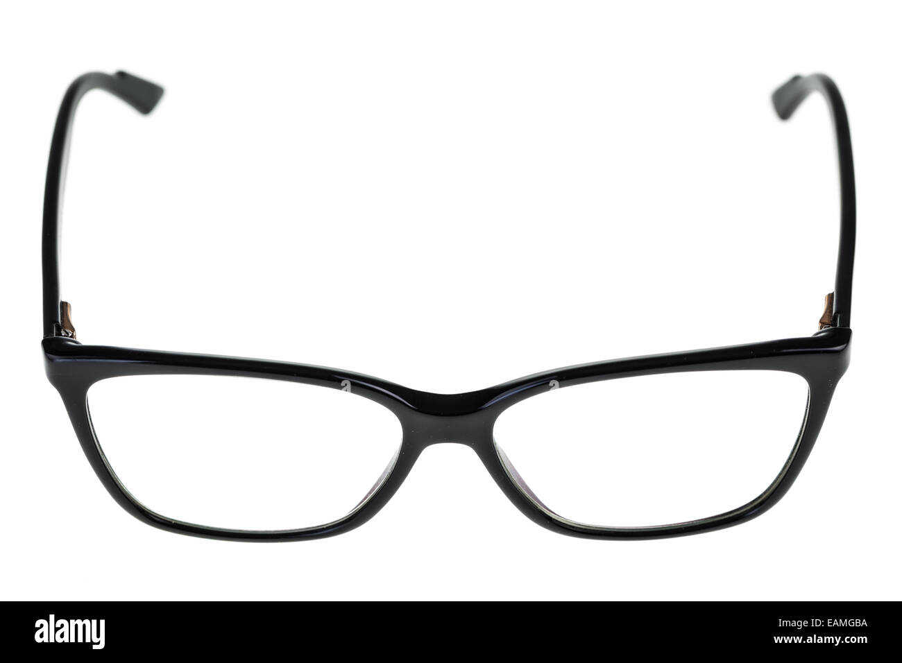 Black nerd o geek occhiali isolate su uno sfondo bianco Foto Stock