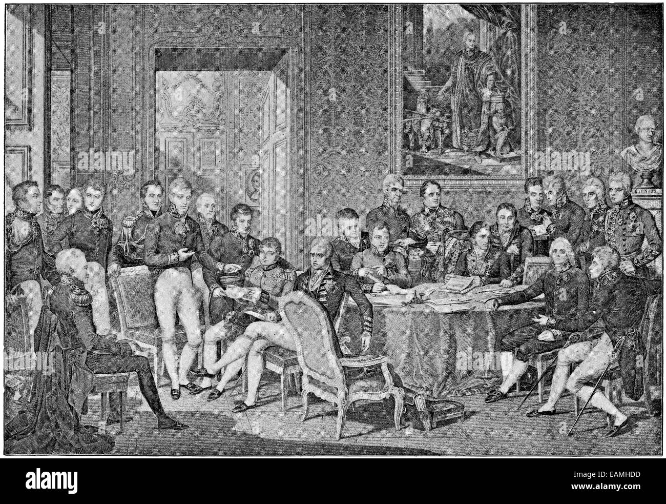 Il congresso di Vienna nel 1814 mediante incisione Jean Godefroy su disegno di Giovanni Battista Isabey Foto Stock