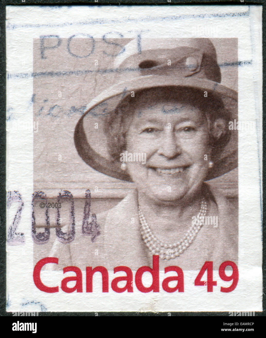 CANADA - circa 2004: francobollo stampato in Canada, mostra ritratto della regina Elisabetta II, circa 2004 Foto Stock