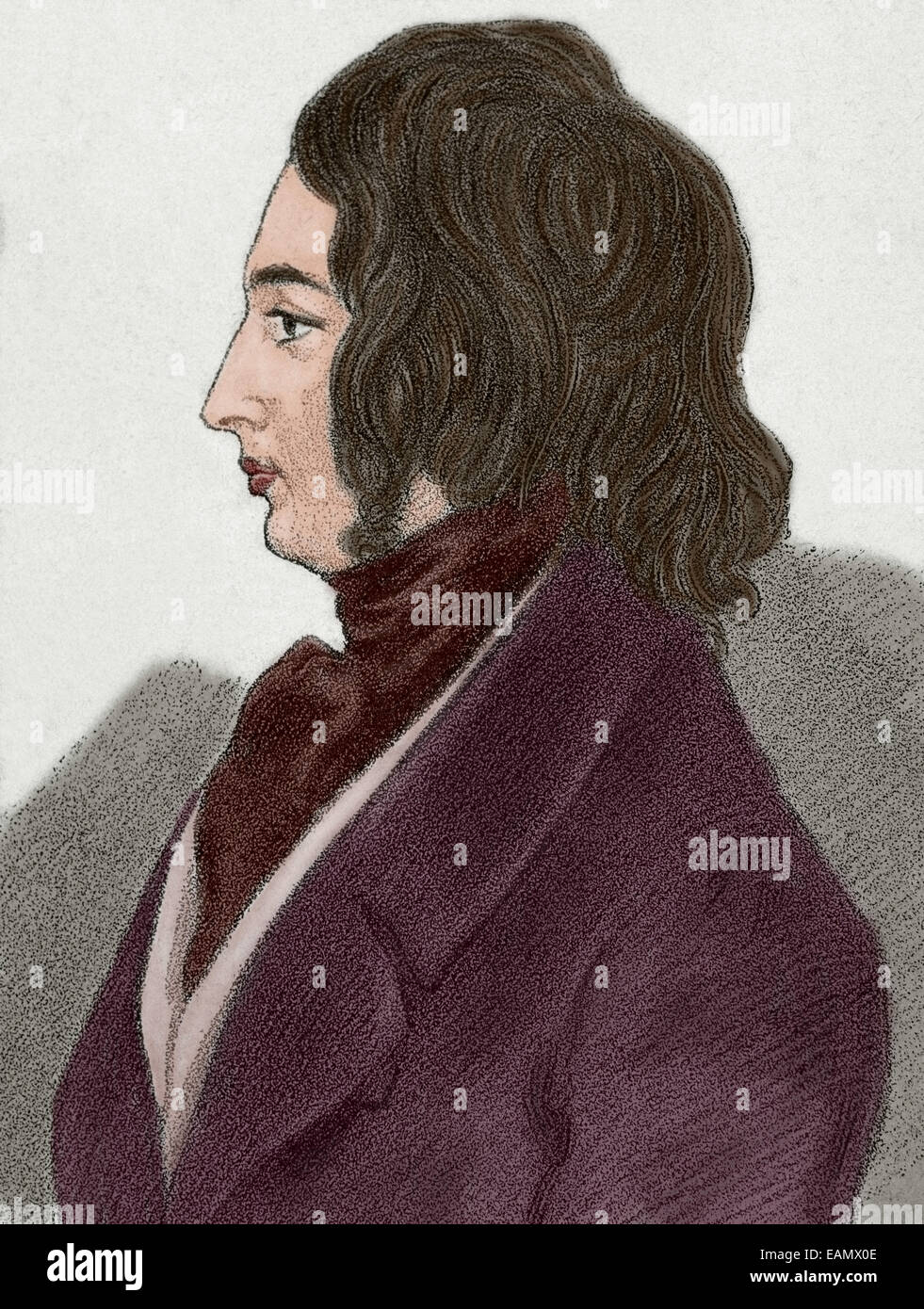 Charles Dickens (1812-1870). Romanziere britannico. Disegno del XIX secolo dal conte d'Orsay. Colorati. Foto Stock