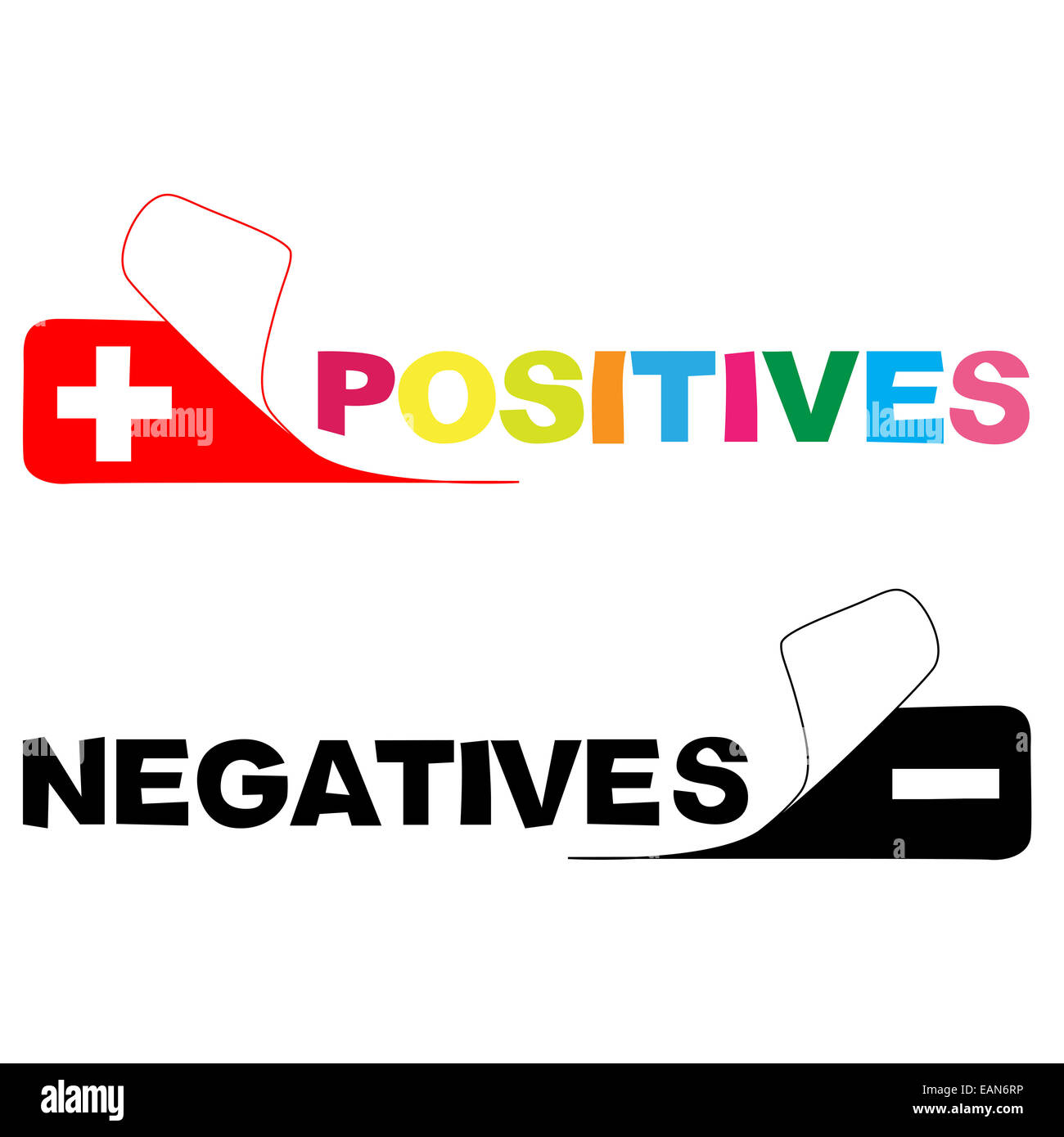 Positivo Negativo. Foto Stock