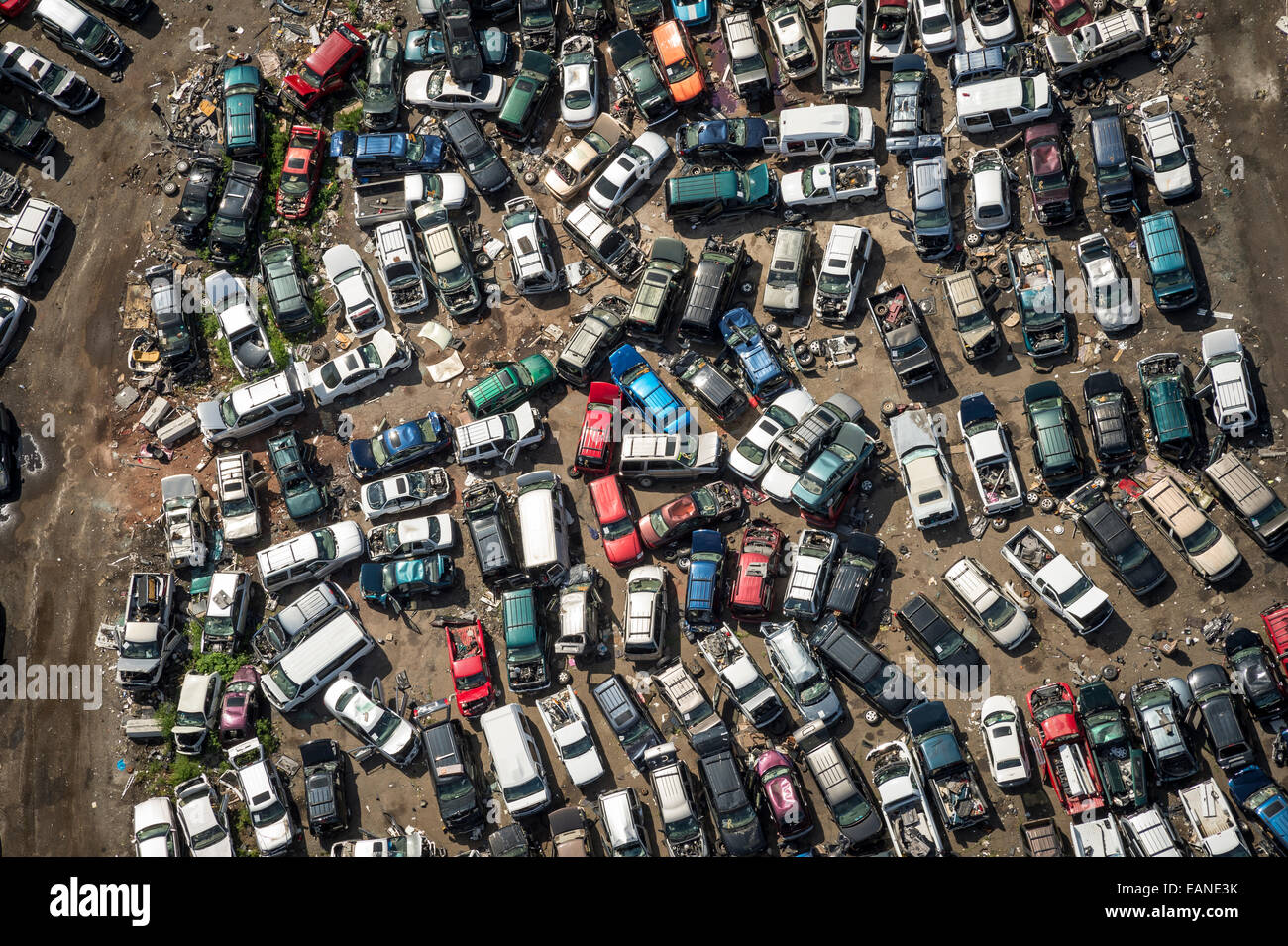 Auto Junkyard vista aerea Foto Stock