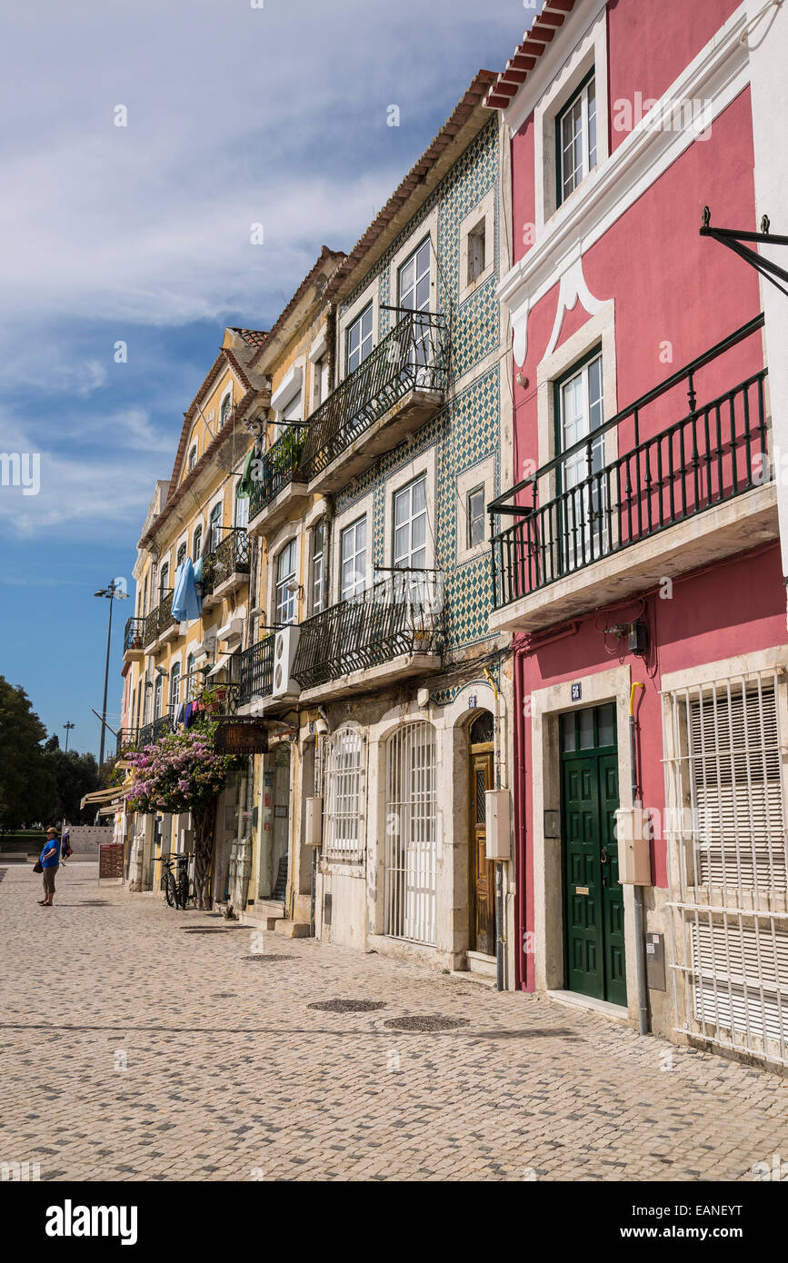 Case pittoresche, quartiere Belem, Lisbona, Portogallo Foto Stock