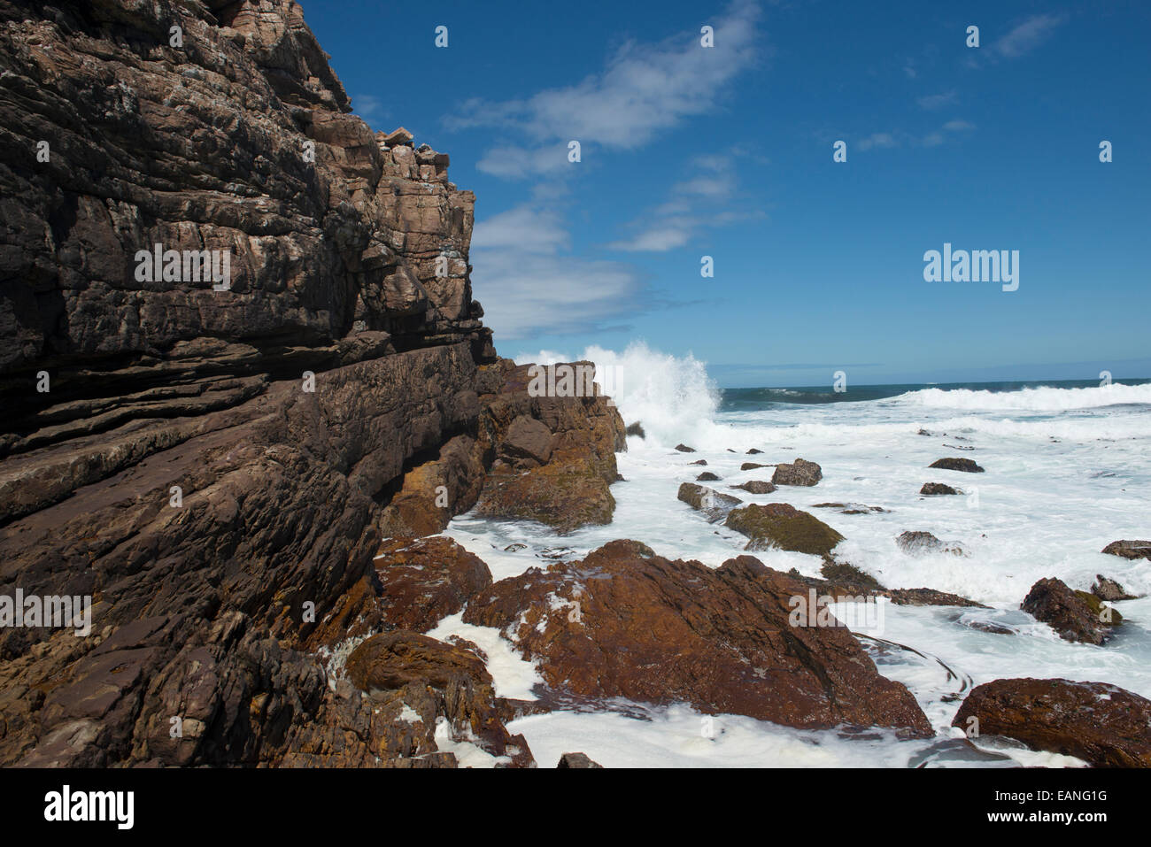 Costa rocciosa che conduce al Capo di Buona Speranza, Western Cape, Sud Africa Foto Stock