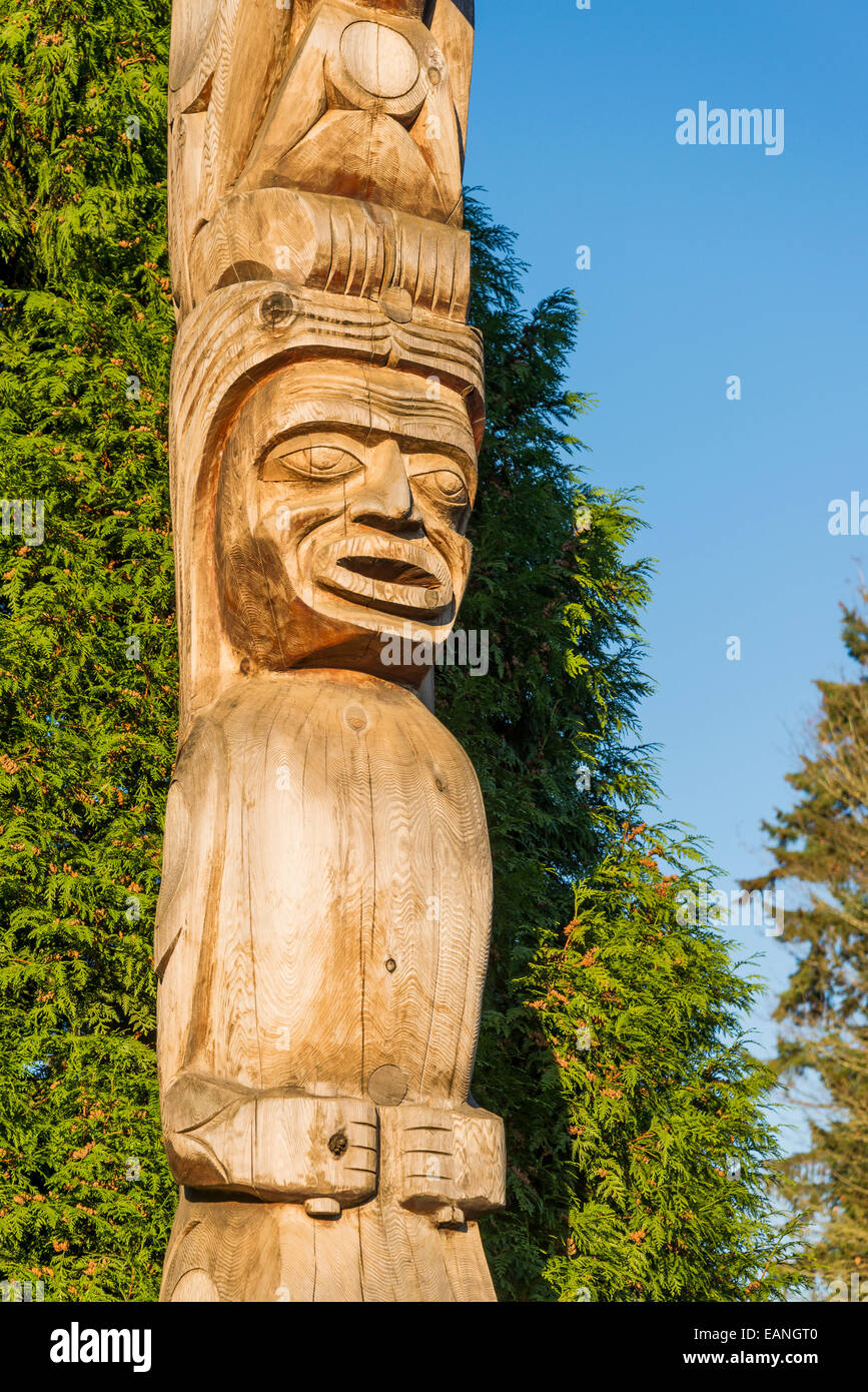 Rose Cole Yelton Memorial totem pole, Stanley Park, Vancouver, British Columbia, Canada, Foto Stock
