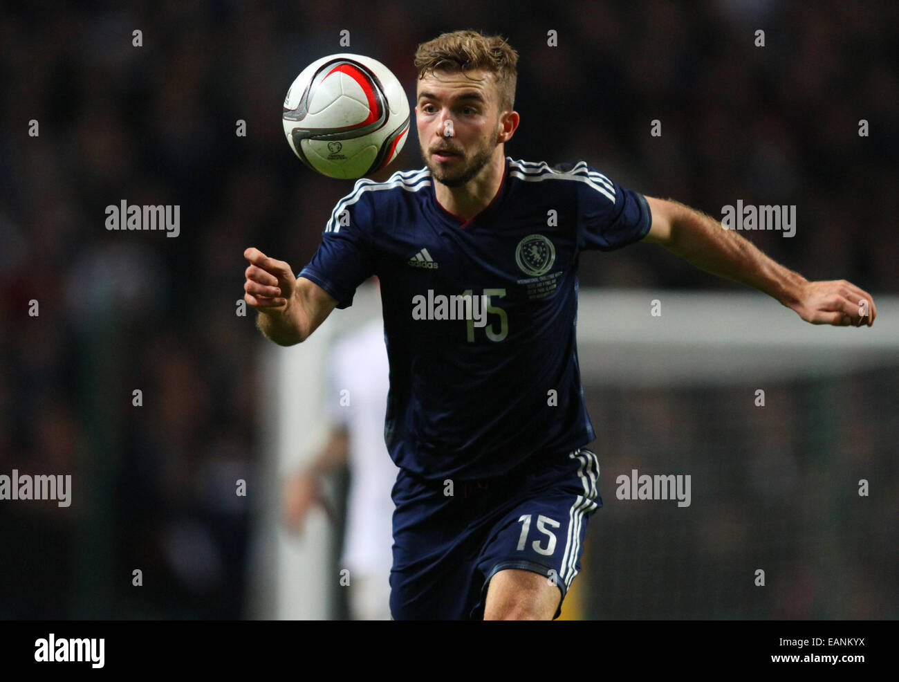 Glasgow, Scozia. Xviii Nov, 2014. Amichevole internazionale. La Scozia contro l'Inghilterra. James Morrison of Scotland Credit: Azione Plus sport/Alamy Live News Foto Stock