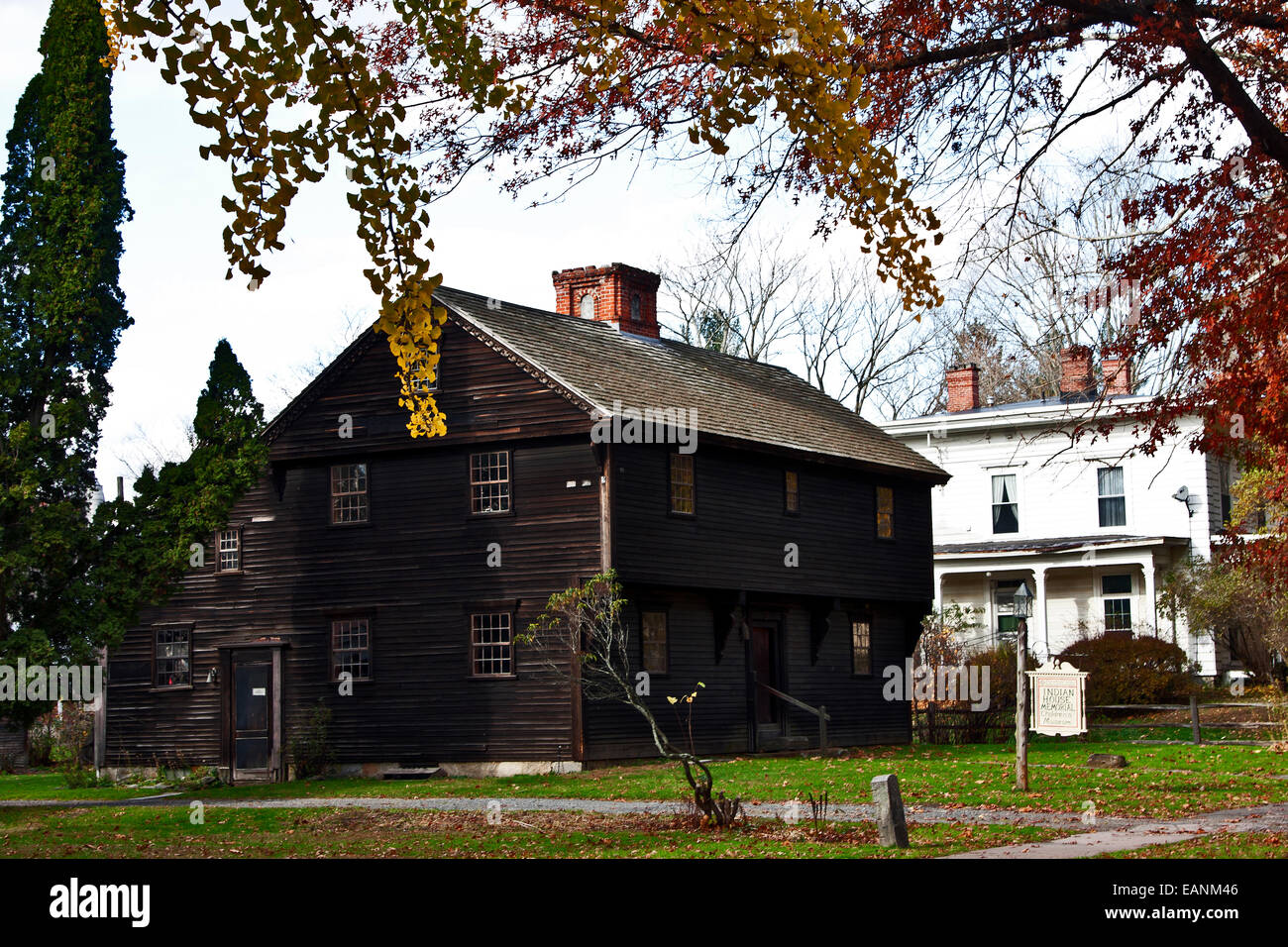 A deerfield, Massachusetts, storico deerfield, old deerfield, vecchia casa indiana memorial Foto Stock