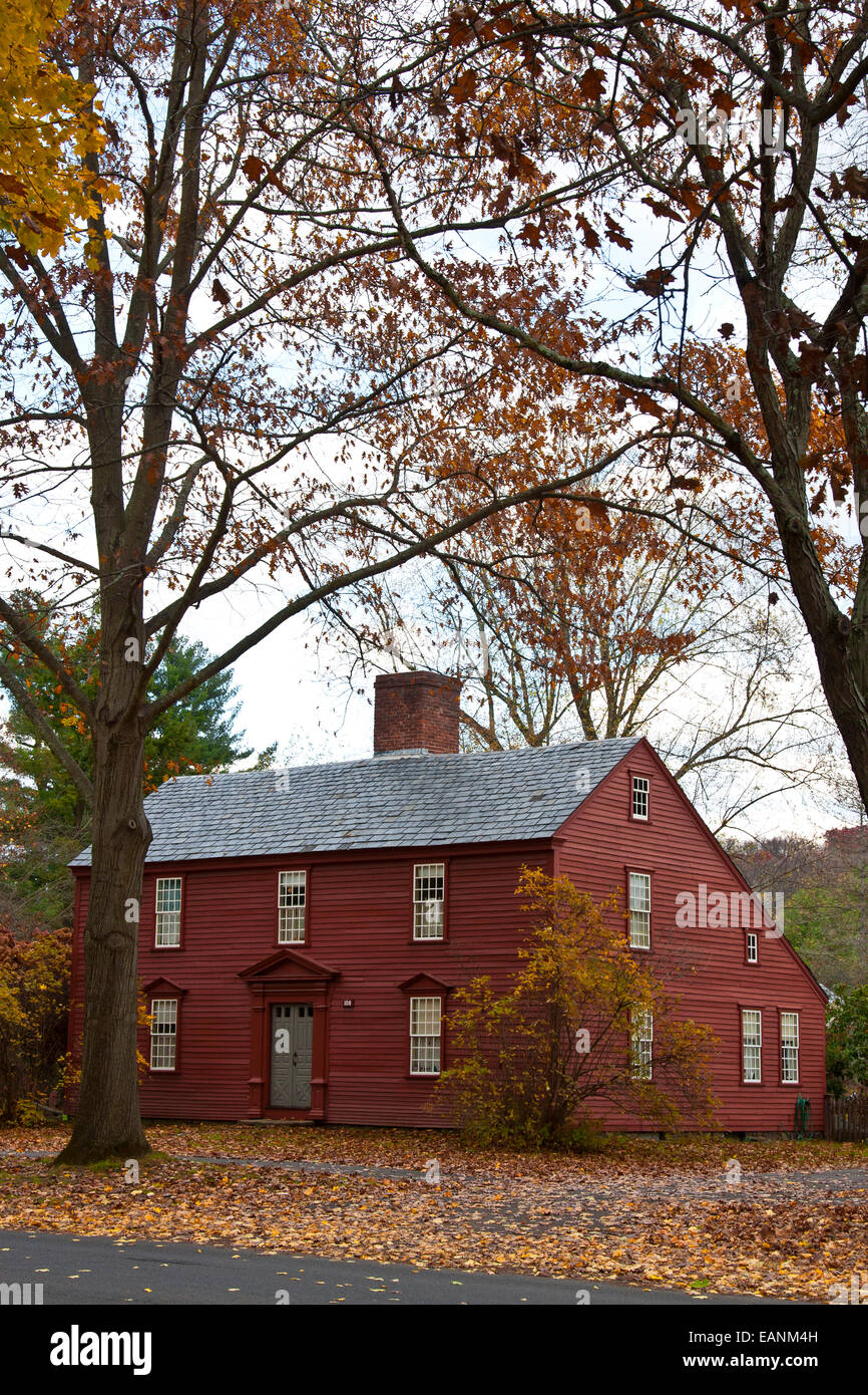 A deerfield, Massachusetts, storico deerfield, old deerfield, stile saltbox house, Foto Stock