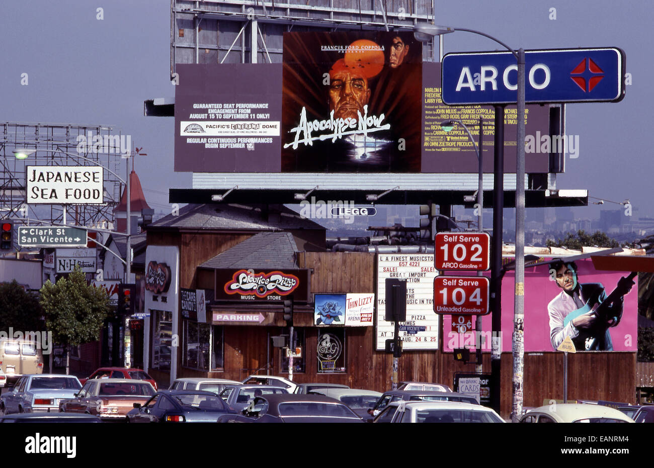 Sunset Strip affissioni per il film Apocalypse Now nel 1979 Foto Stock
