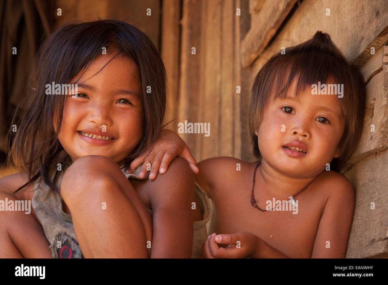 Felici i bambini del Laos Foto Stock