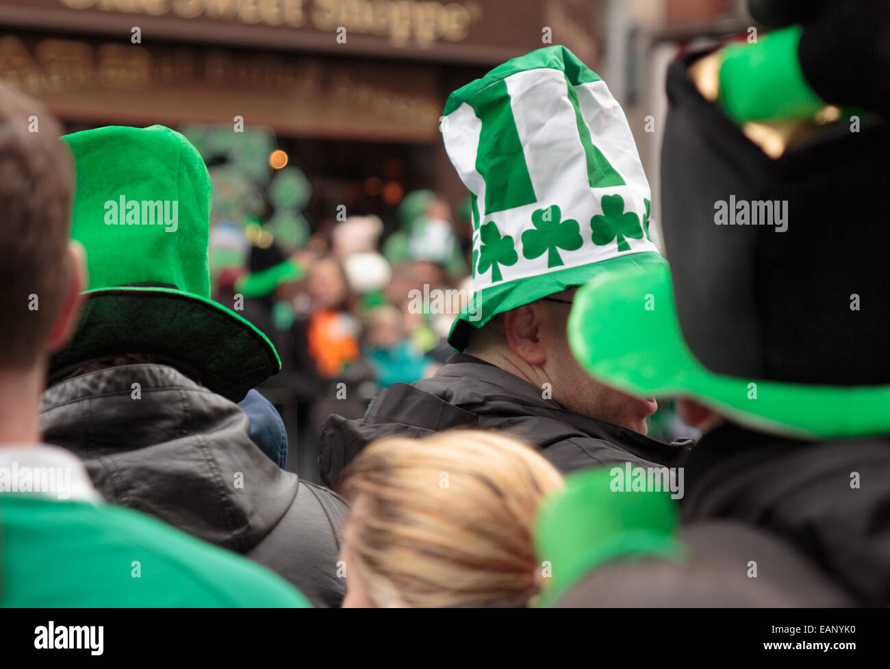 La festa di san Patrizio parata in Dublino Irlanda Foto Stock