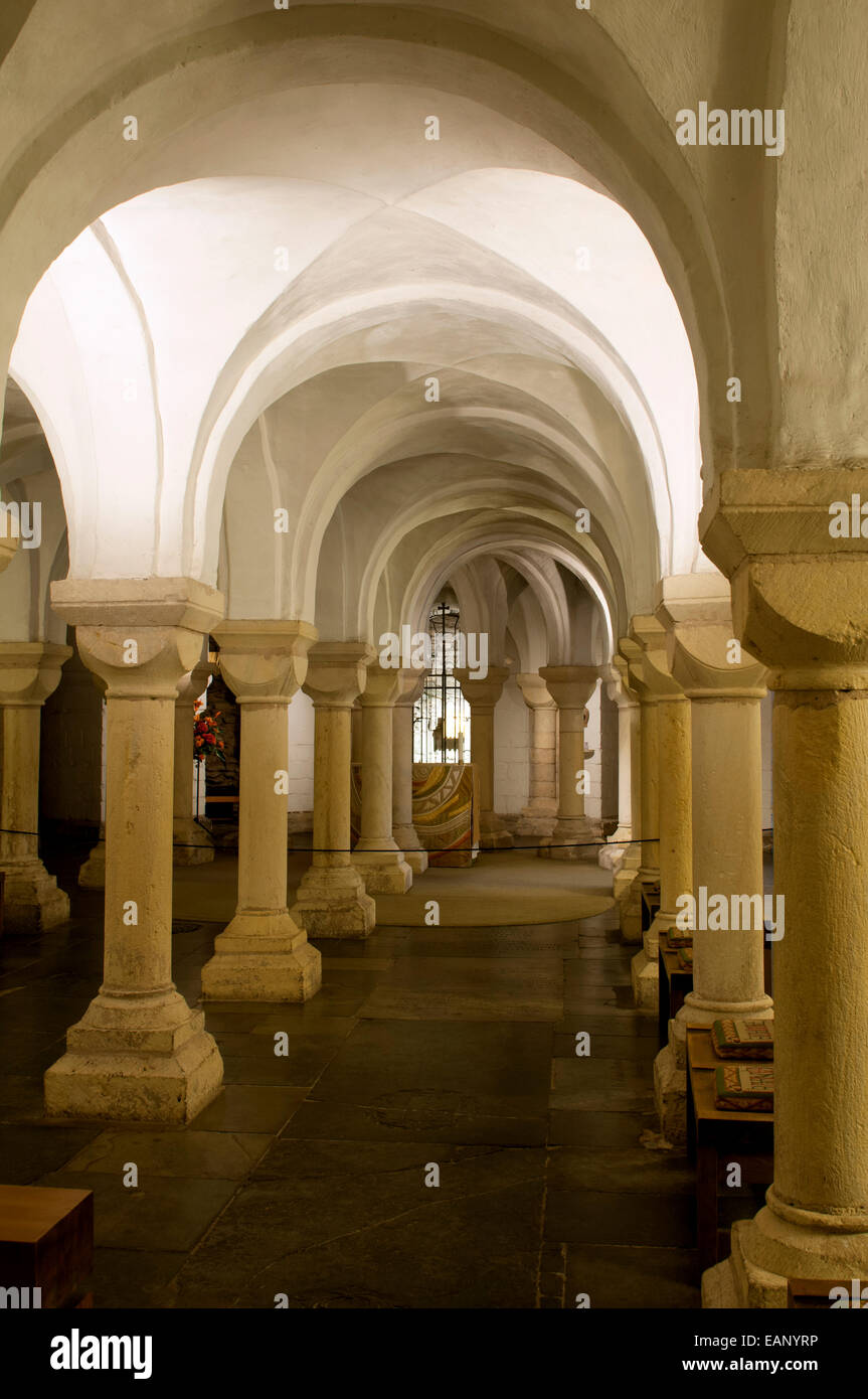 La cappella della cripta, cattedrale di Worcester, Worcestershire, Regno Unito Foto Stock