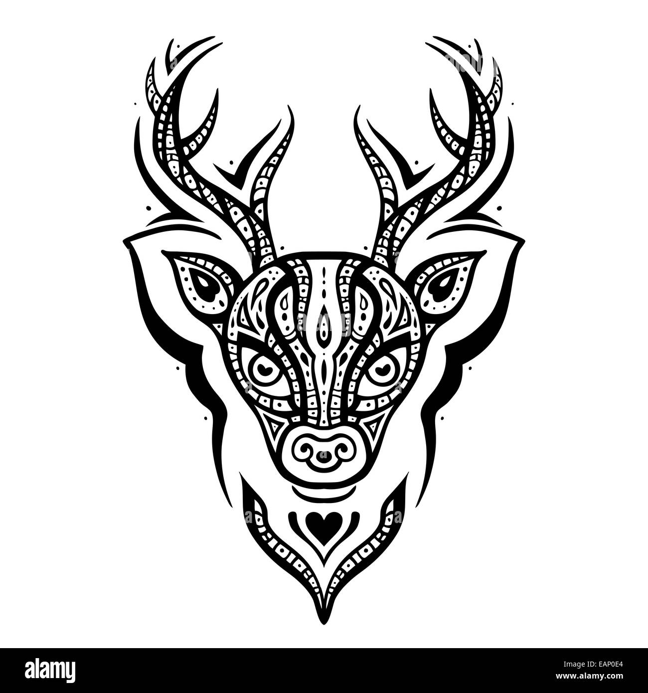 Testa di cervo. Modello etnico. Foto Stock