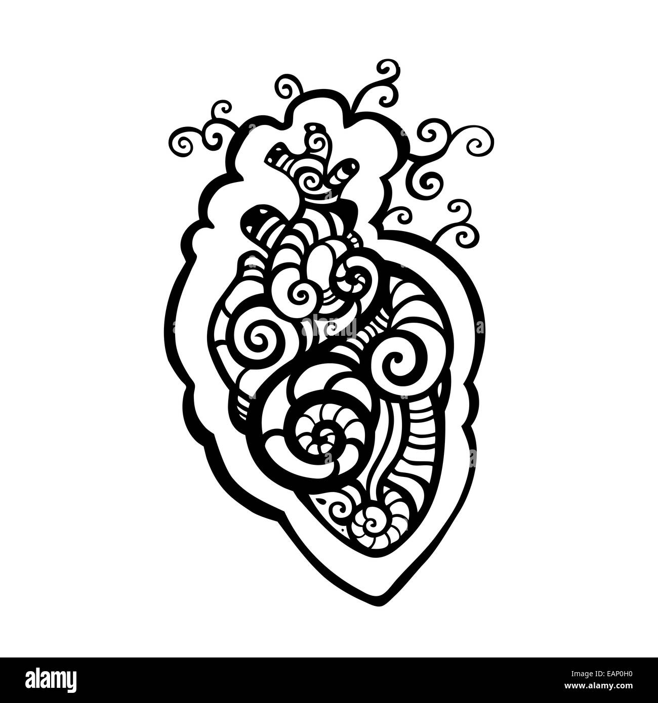 Cuore decorativo. Modello etnico. Foto Stock