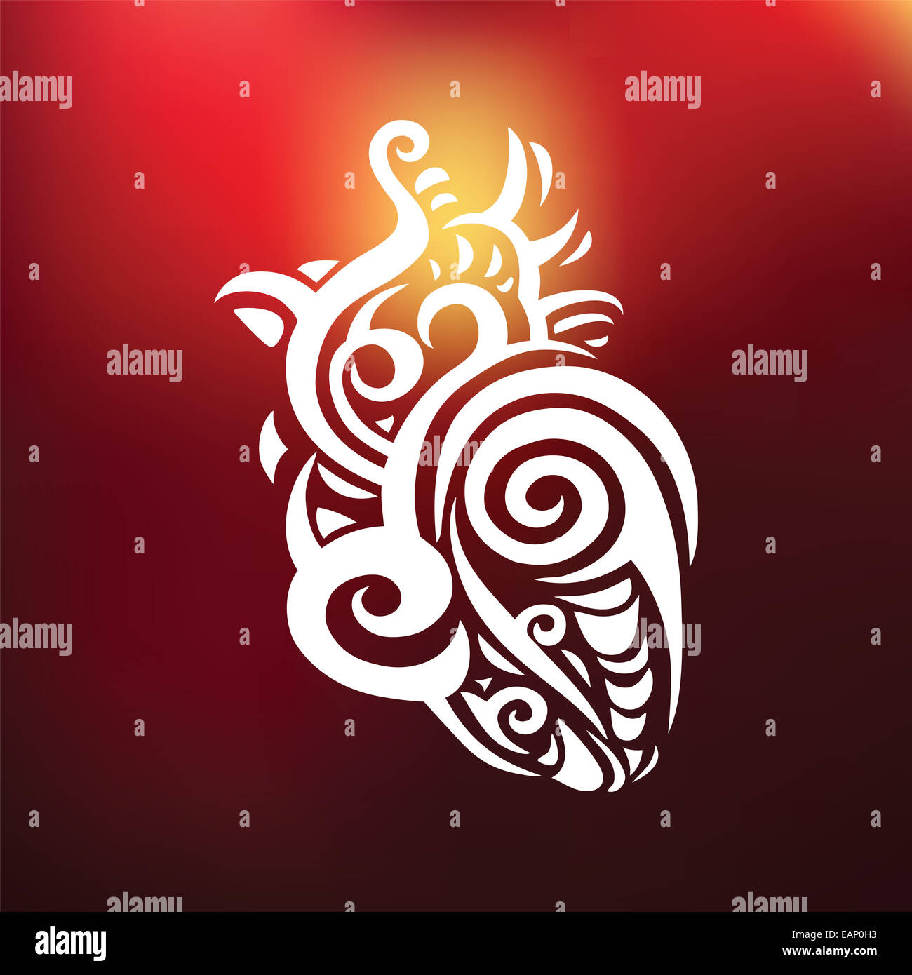 Cuore decorativo. Modello etnico. Foto Stock