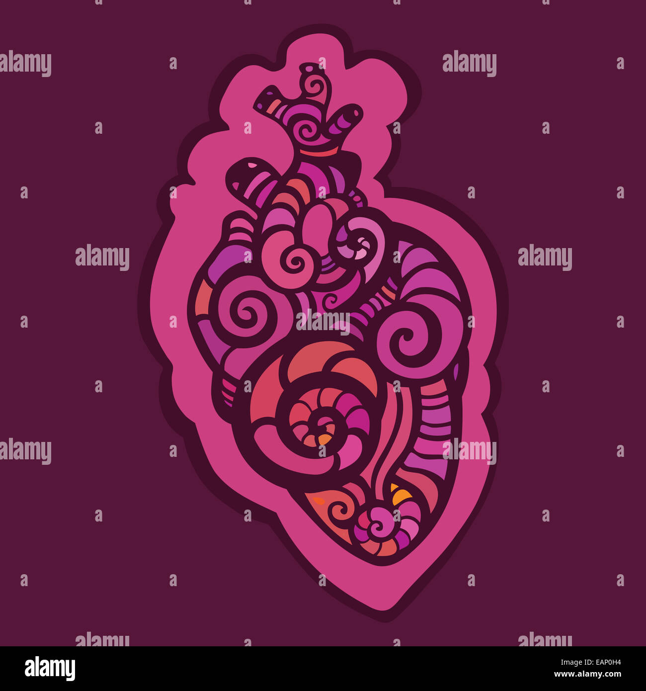 Cuore decorativo. Modello etnico. Foto Stock