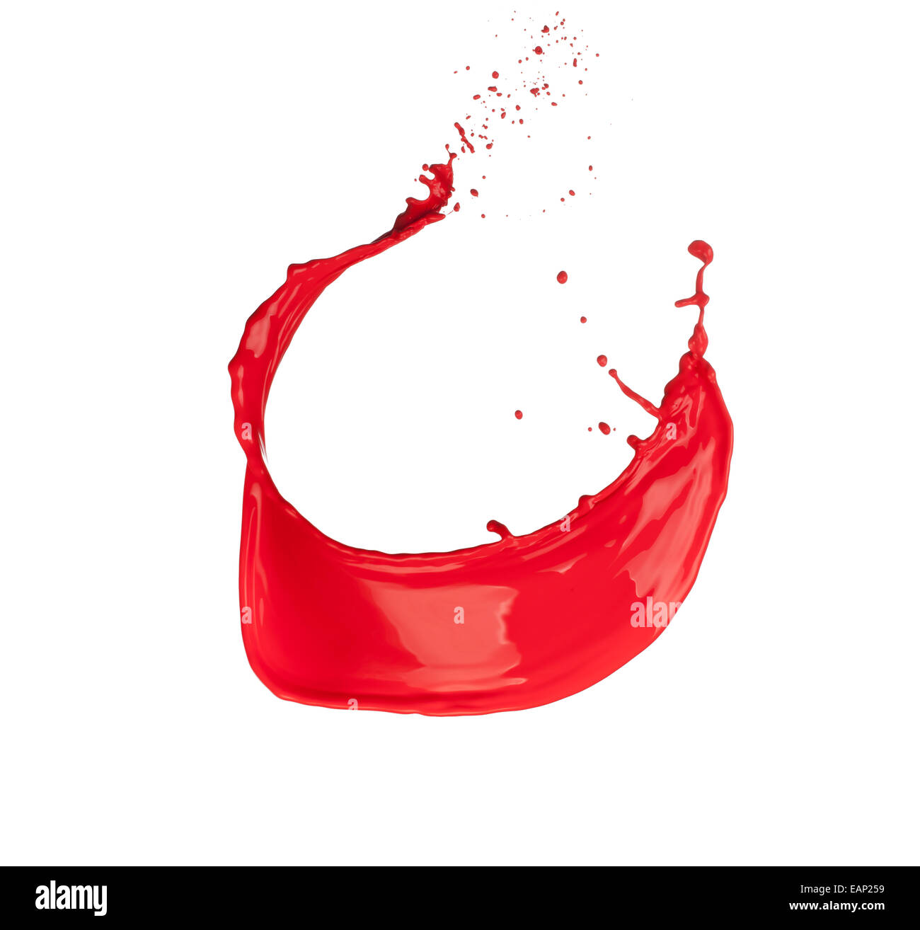 La vernice rossa splash, isolati su sfondo bianco Foto Stock