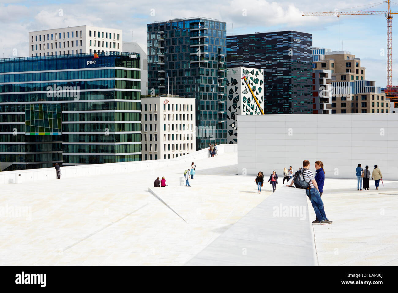 Oslo Opera e 'codice a barre degli edifici Foto Stock