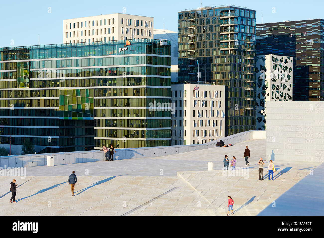 Oslo Opera e 'codice a barre degli edifici Foto Stock