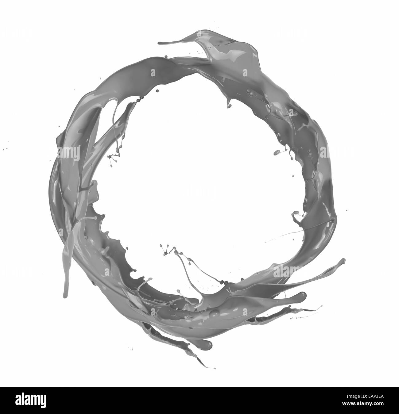 Vernice grigio splash isolati su sfondo bianco Foto Stock