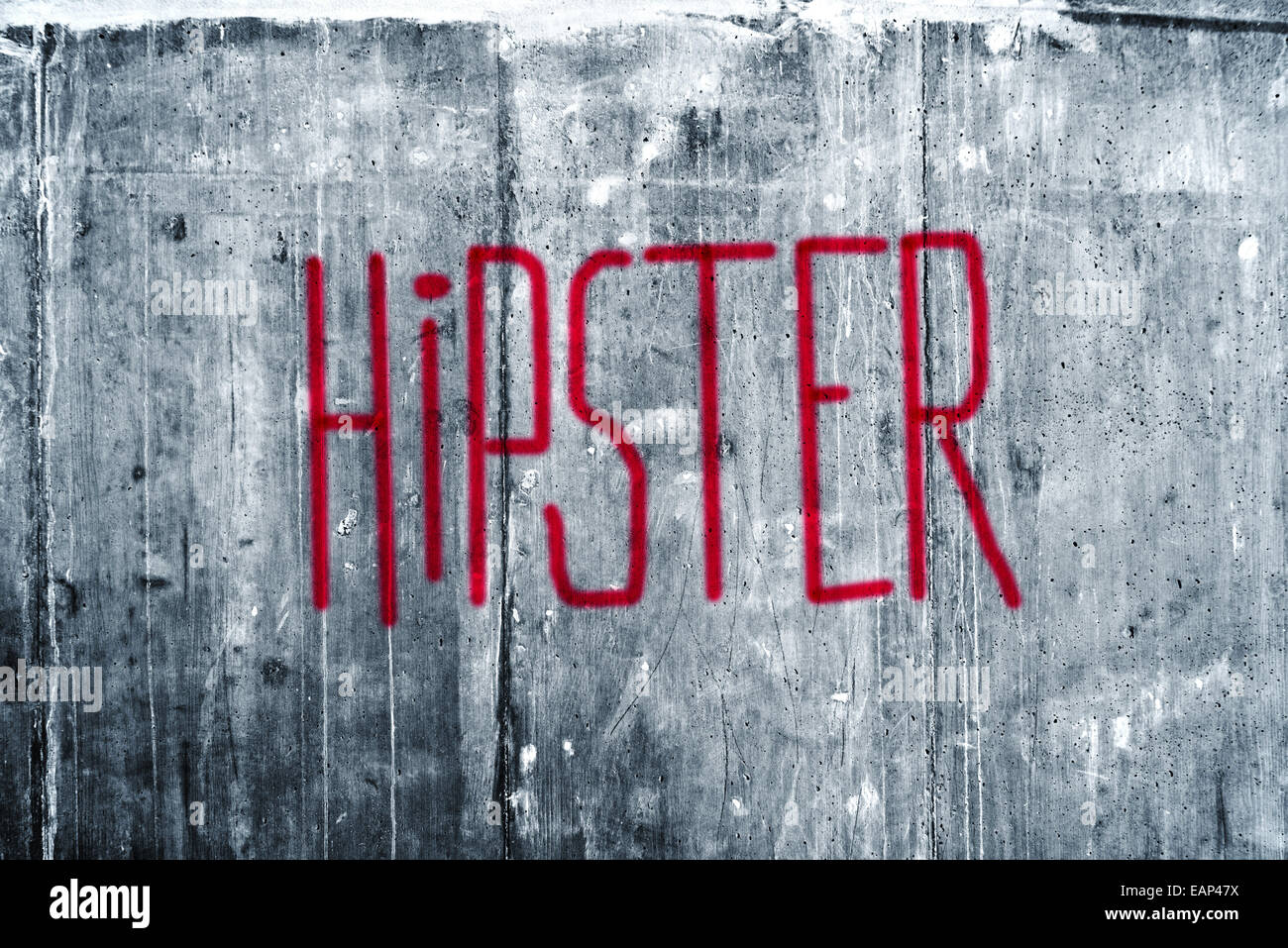 Hipster Graffiti su grunge urbano Parete di calcestruzzo come sfondo Foto Stock