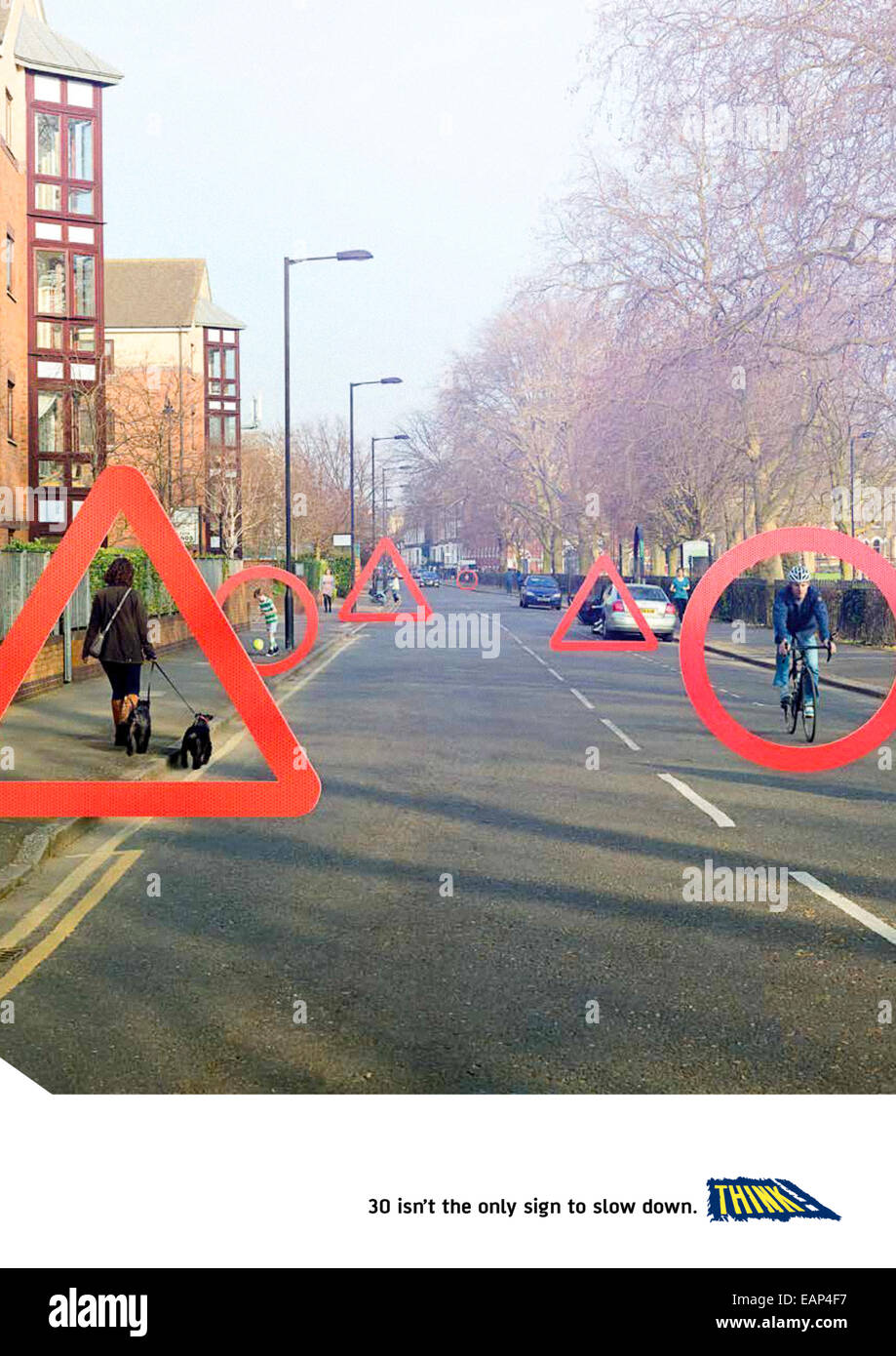 '30 non è il solo segno di slow' Poster da Regno Unito pensare! Campagna di sicurezza stradale. Vedere la descrizione per maggiori informazioni. Foto Stock