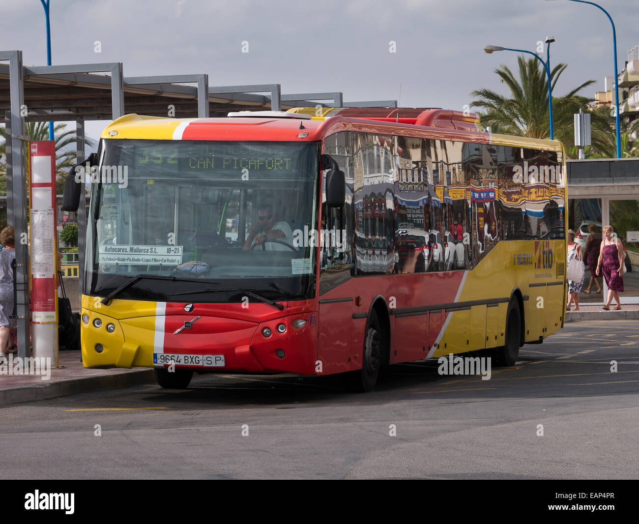 Servizio Autobus Puerto Pollensa, Maiorca Foto Stock
