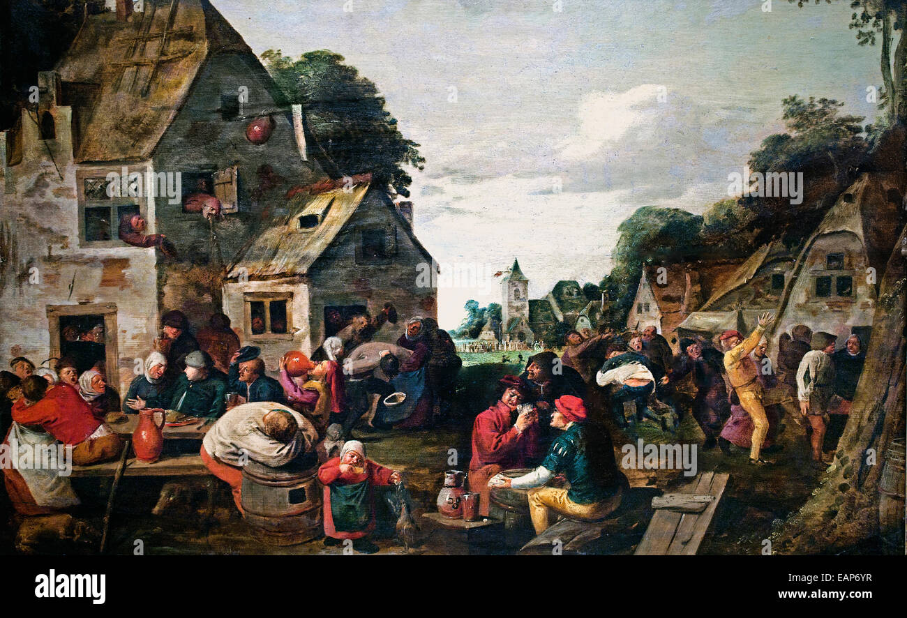 Festa del villaggio da Adriaen Brouwer (1605-1638) belga fiamminga del Belgio Foto Stock