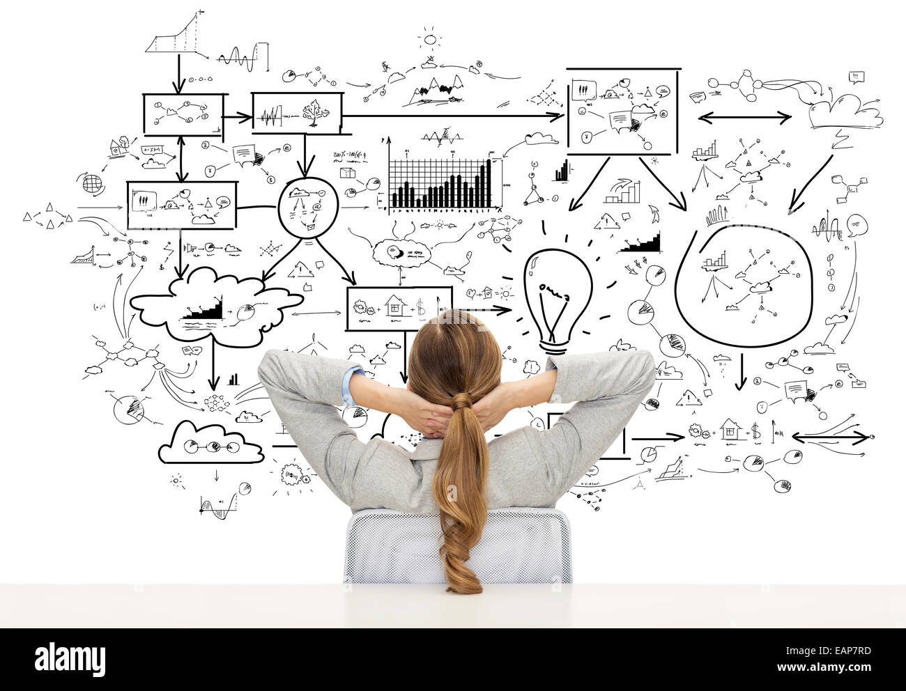 Imprenditrice o un insegnante in tuta da indietro Foto Stock