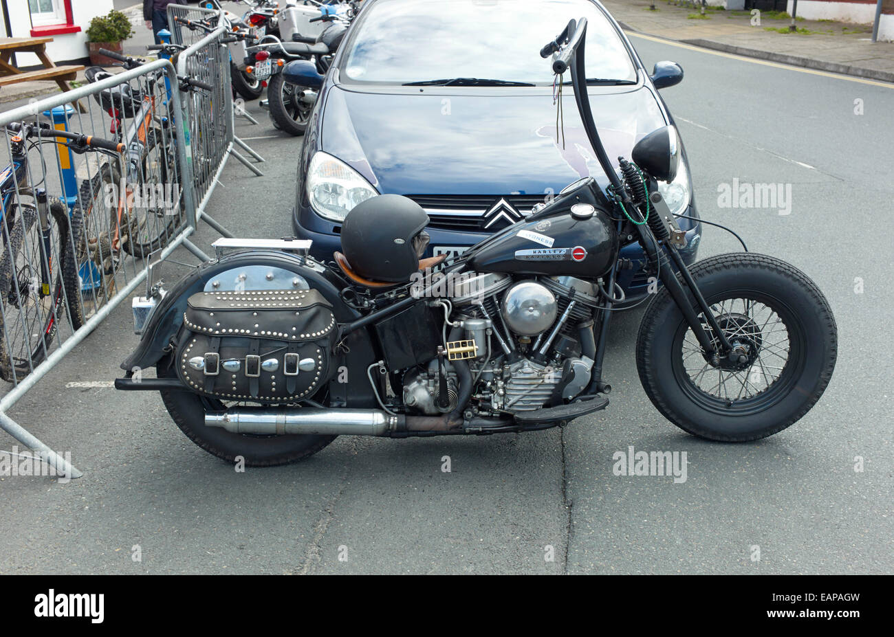 Harley Davidson Moto sul lato Foto Stock