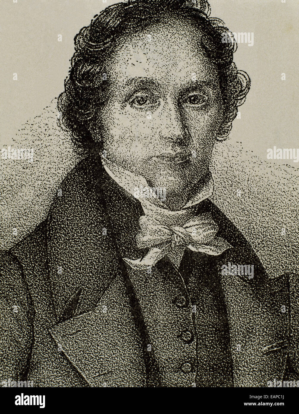 Jean-François Casimir Delavigne (1793-1843). Poeta francese e il drammaturgo. Ritratto. Incisione. Xix secolo. Foto Stock