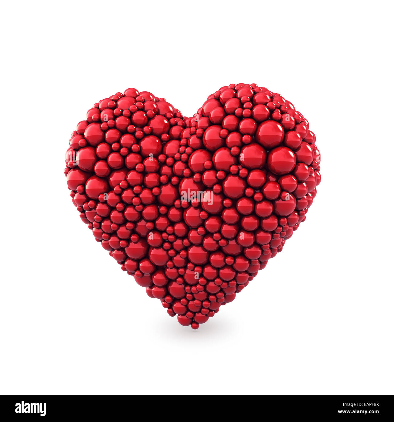 Cuore di palline rosse , isolato su bianco , il giorno di San Valentino , il matrimonio Foto Stock