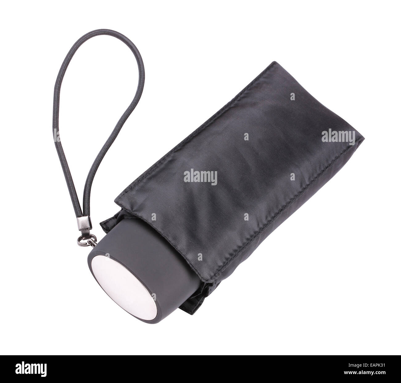Nero ombrello chiuso isolato Foto Stock