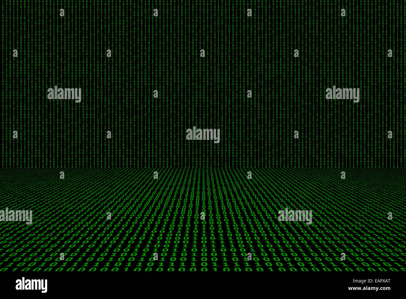 Calcolatore binario codice verde dello sfondo. Foto Stock