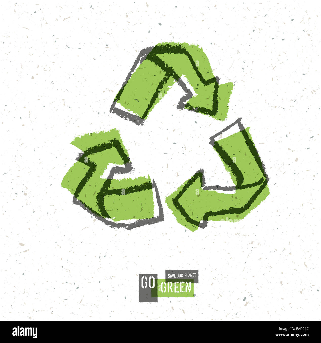 Go Green Concept Poster con segno riciclati. Vettore Foto Stock