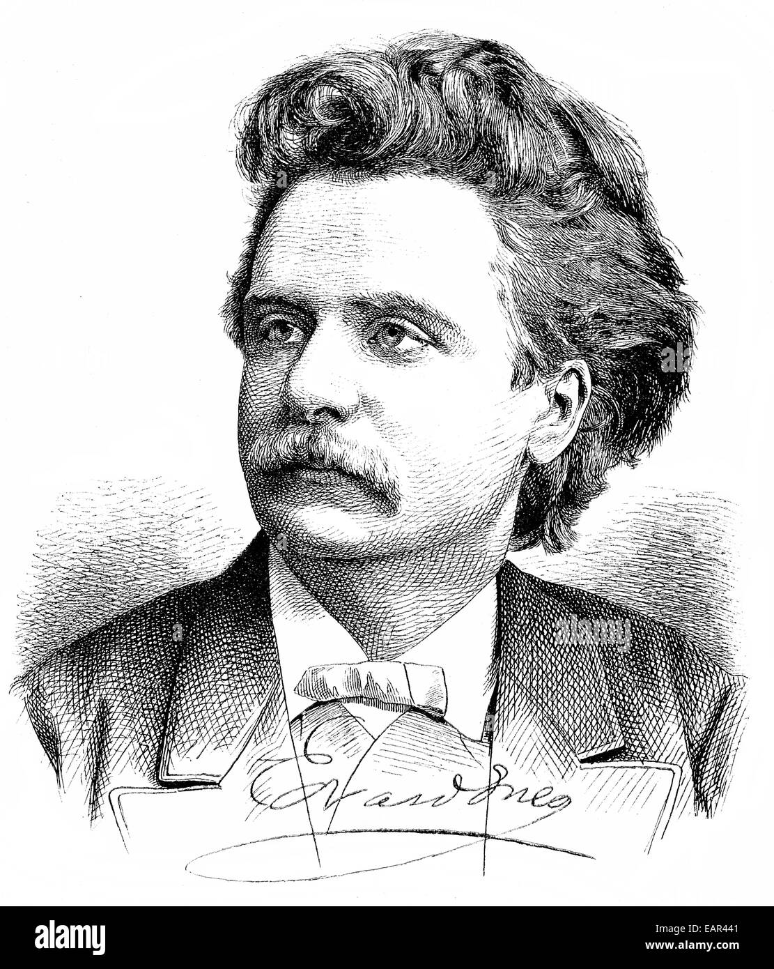Edvard Hagerup Grieg, 1843 - 1907, un norvegese pianista e compositore del periodo romantico, Ritratto von Edvard Hagerup Grieg, 1 Foto Stock
