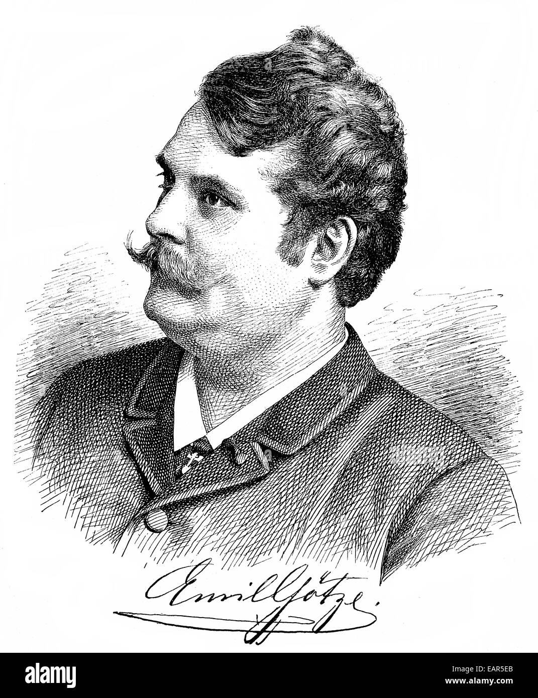 Emil Karl Goetze, 1856-1901, Tedesco cantante lirica , Portrait von Emil Karl Goetze, 1856 - 1901, ein deutscher Opernsänger Foto Stock