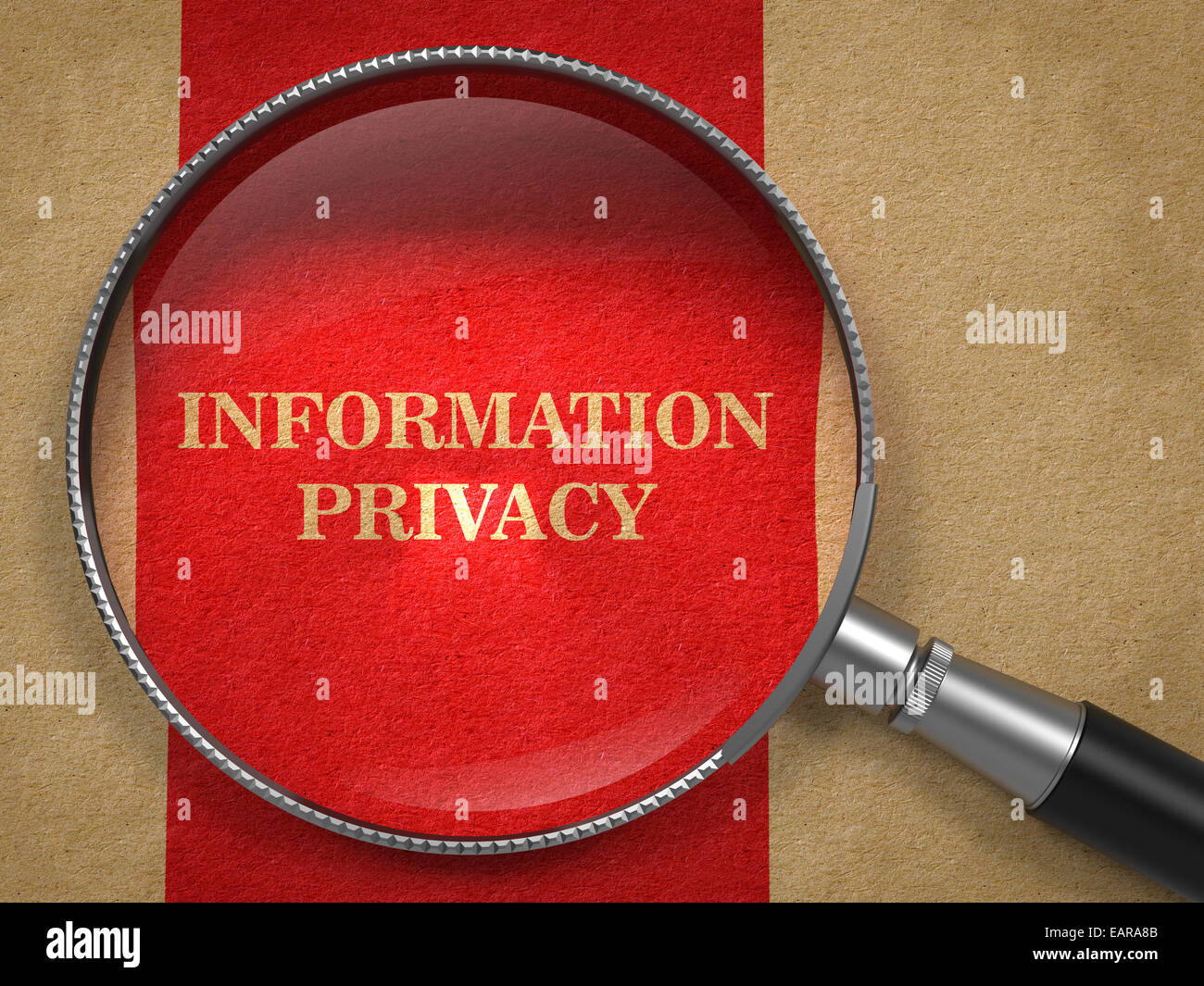 Informazioni Contattaci Privacy attraverso la lente di ingrandimento. Foto Stock