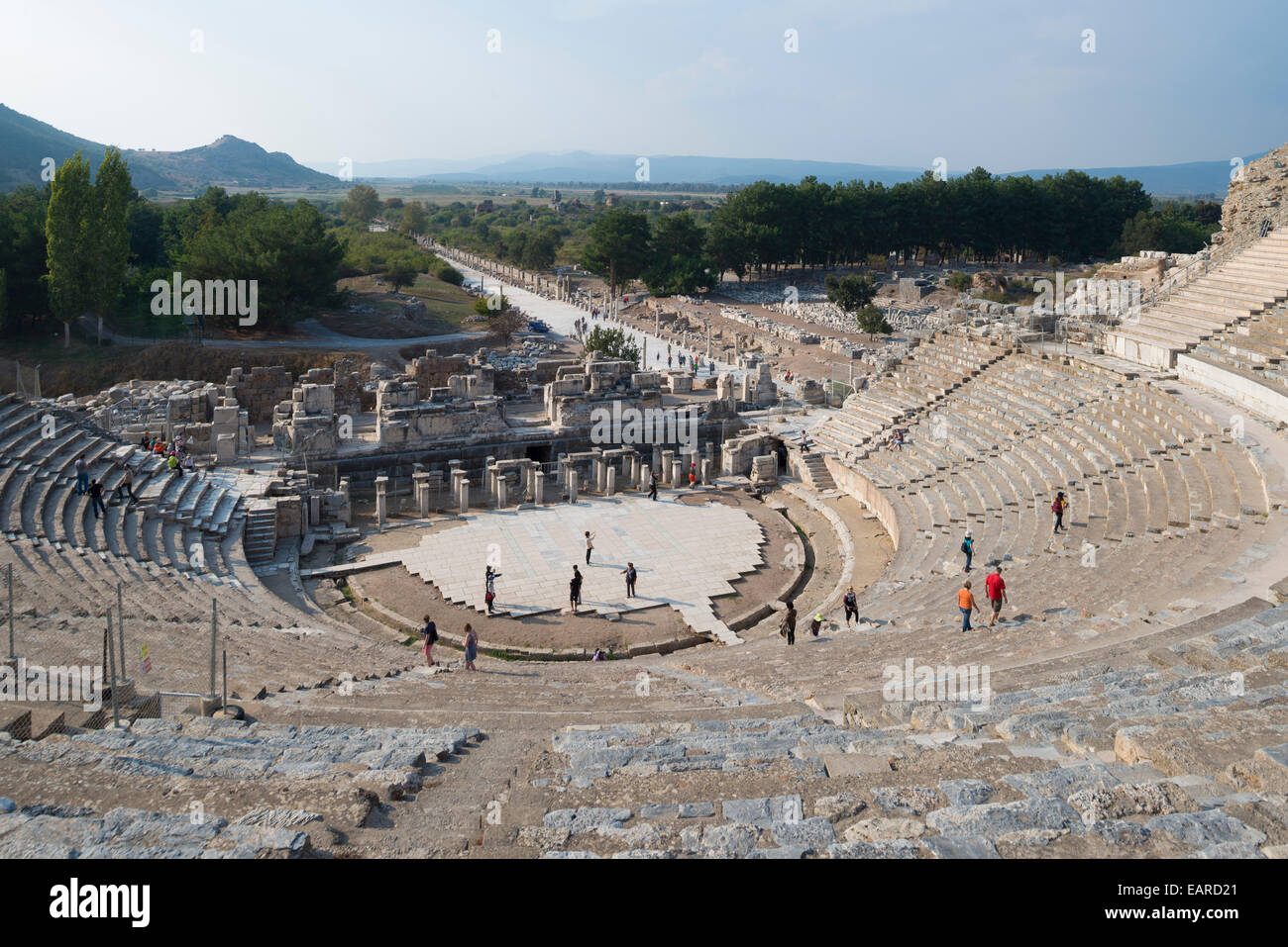 Il Grande Teatro e antica città di Efeso, Sito Patrimonio Mondiale dell'UNESCO, Selçuk, provincia di Izmir, Turchia Foto Stock