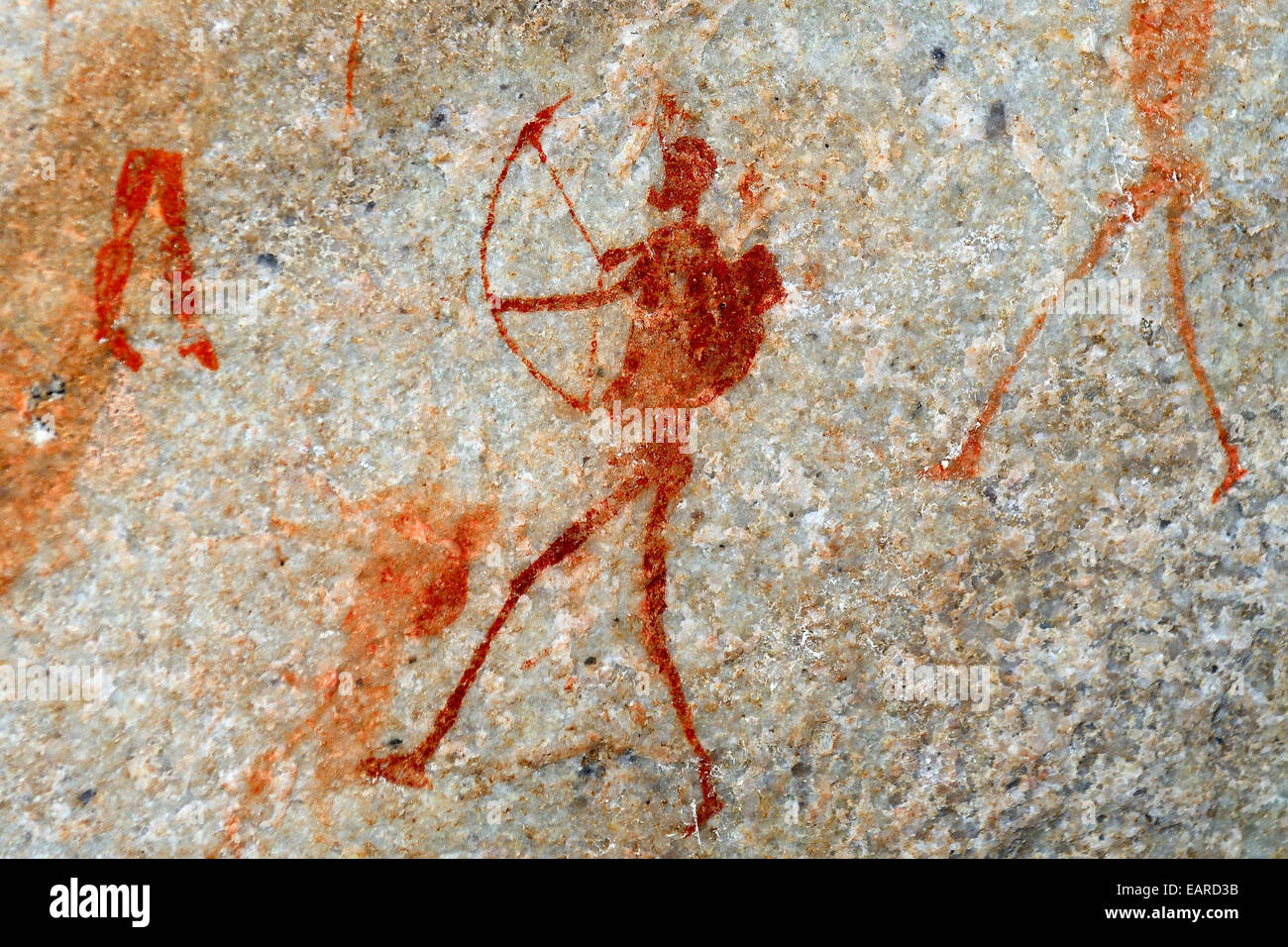 Antica arte rupestre, disegni del San le persone, i popoli indigeni del Sud Africa, Sevilla Arte Rock Trail, Cederberg mountains Foto Stock