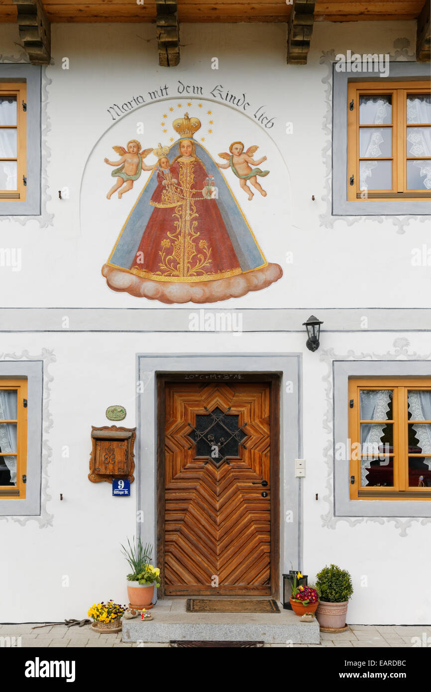 Pittura su casa colonica, disposti, Bad Aibling, Alta Baviera, Baviera, Germania Foto Stock