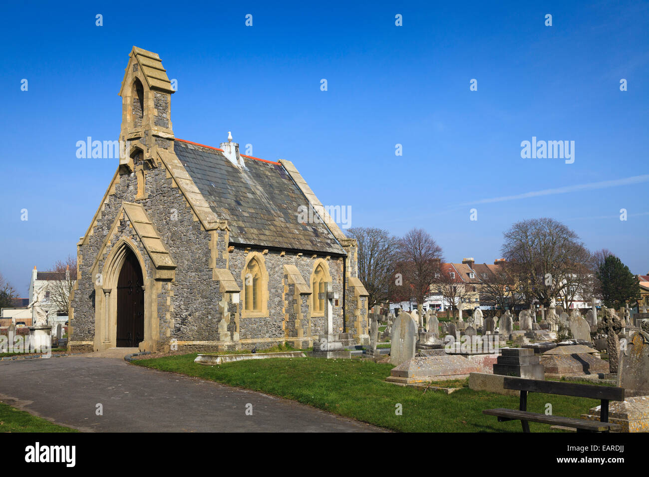 Cappella anglicana, Highland Road cimitero, Southsea. Foto Stock