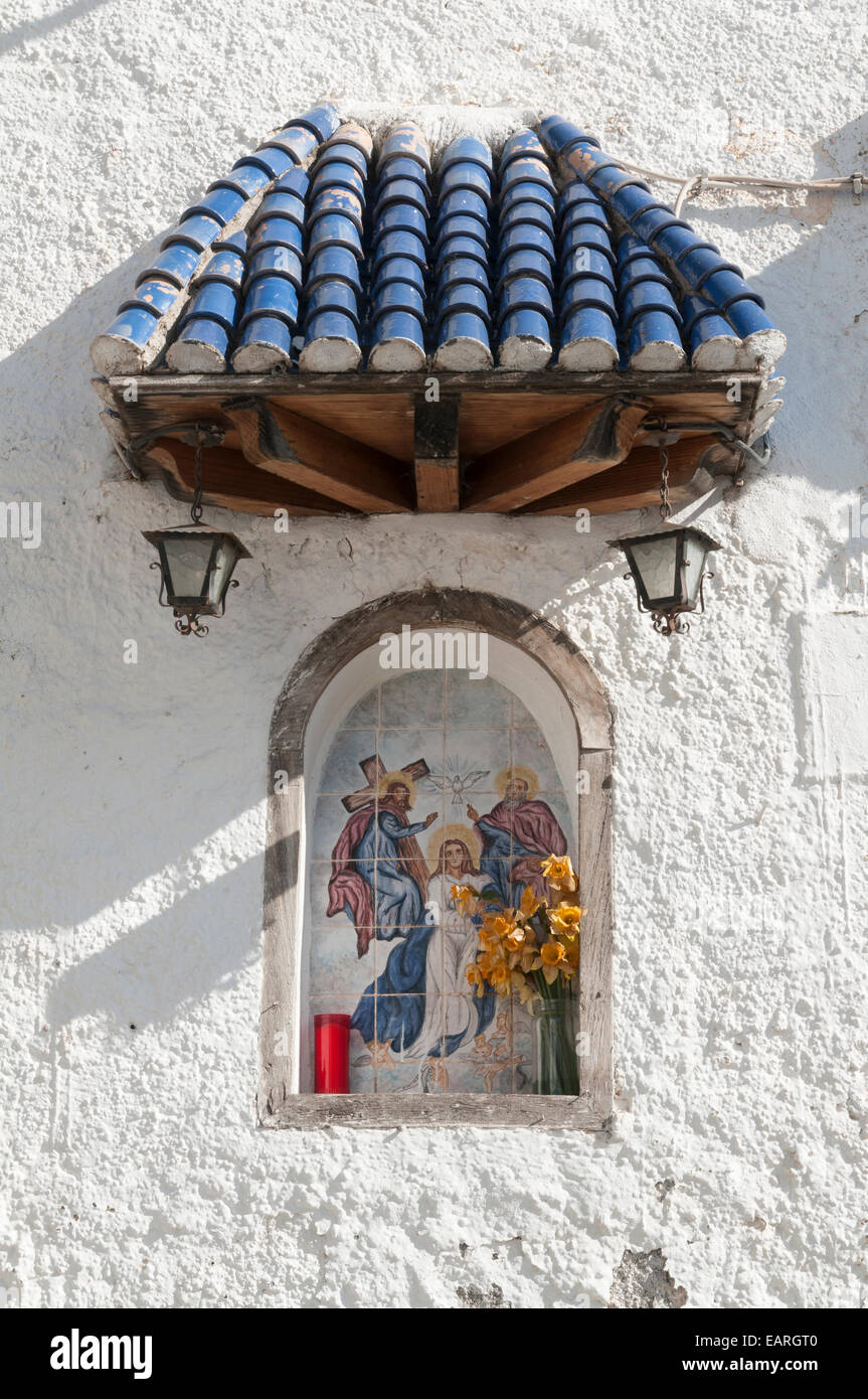 Piastrella cattolica murale stazione preghiera Bubion Alpujarra Spagna Foto Stock