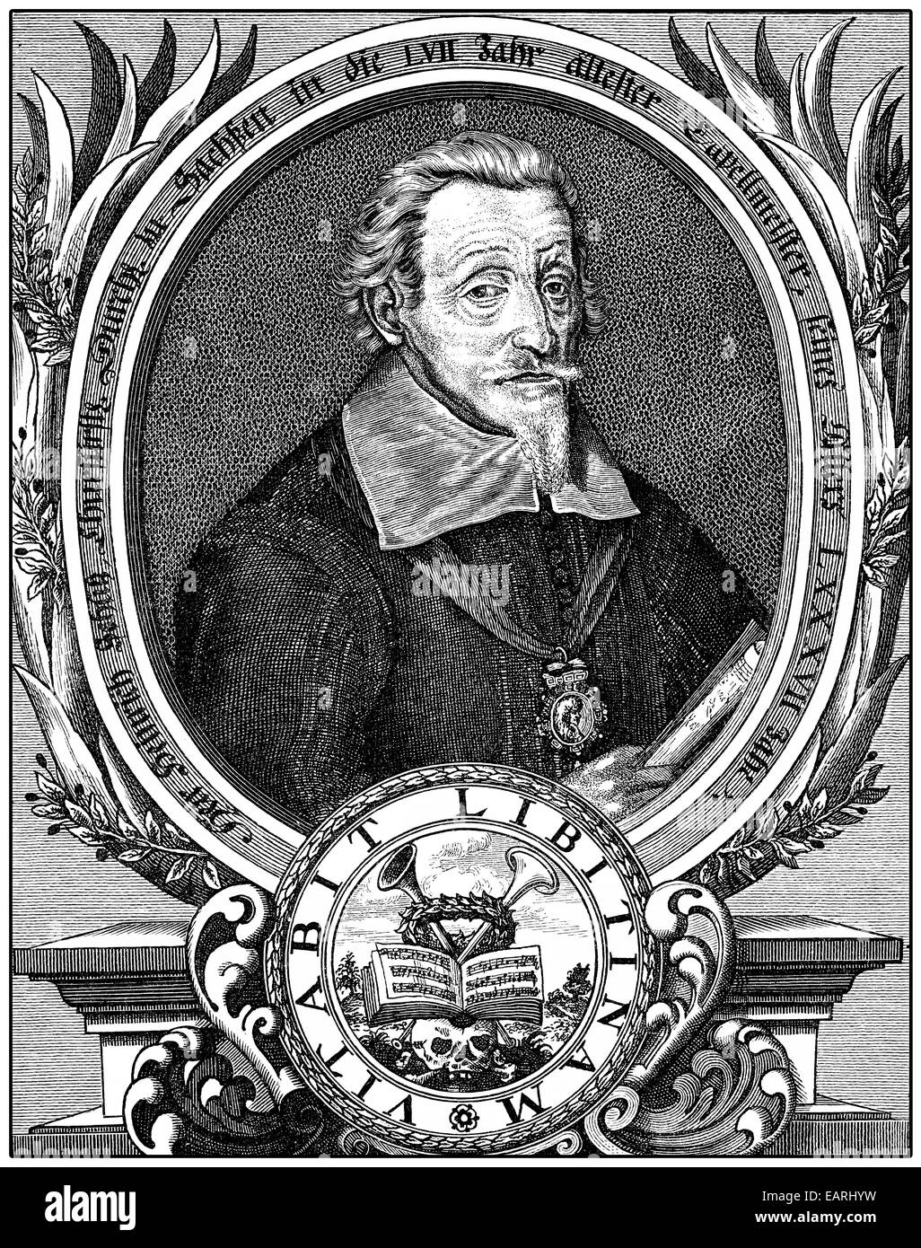 Heinrich o Henrich Schuetz o Henricus Sagittario, 1585-1672, del compositore tedesco del primo barocco, Ritratto von Heinrich oder Foto Stock