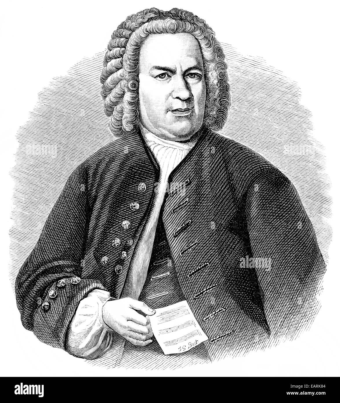 Johann Sebastian Bach, 1685 - 1750, un compositore tedesco e di organo e pianoforte virtuoso del barocco, Ritratto von Johann Sebastian Foto Stock